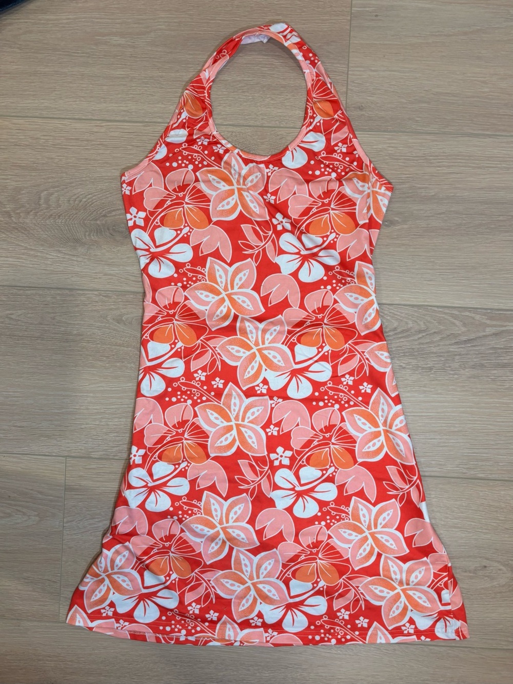 ' Red Floral Halter Dress